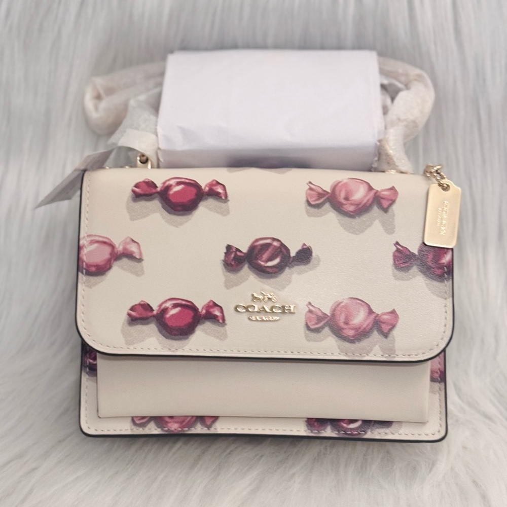 NWT Coach CDB09 Mini Klare Crossbody Bag with Candy Print Leather Chalk/Jasmine